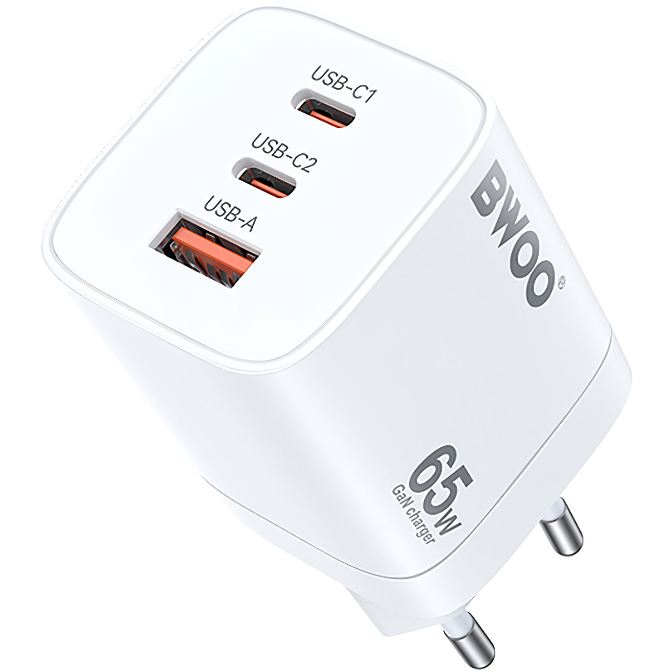 Netværksoplader BWOO CDA147, 65W, 4.5A, 1 x USB-A - 2 x USB-C, Hvid