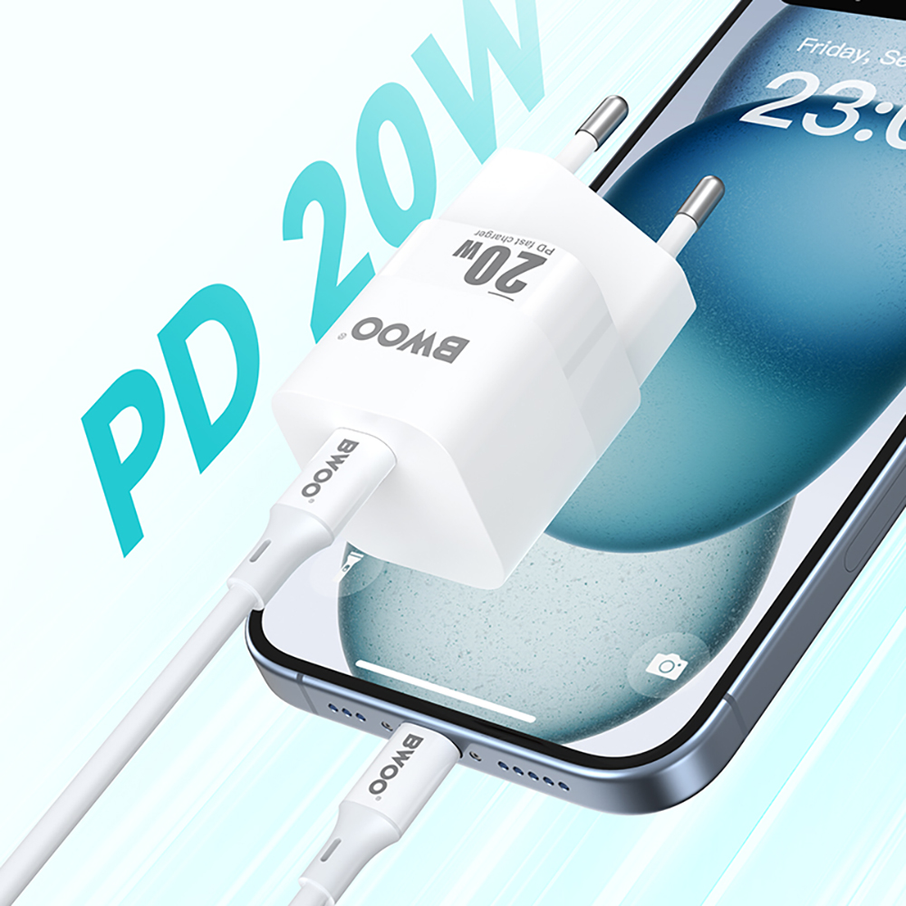 BWOO CDA155 Netoplader, 20W, 3A, 1 x USB-C, Hvid