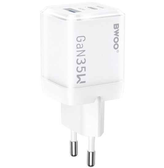 BWOO CDA222 Network Charger, 35W, 3A, 1 x USB-A - 1 x USB-C, White