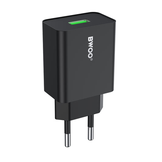 BWOO CDA249 Network Charger, 12W, 2.4A, 1 x USB-A, Black