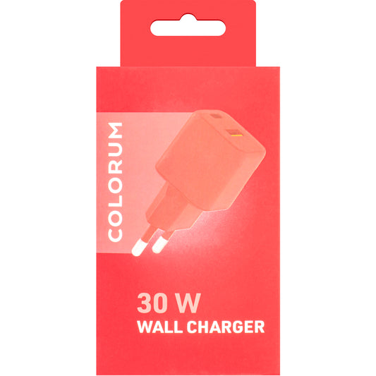 Netværksoplader Colourum CLS30-AC-02, 30W, 3A, 1 x USB-A - 1 x USB-C, Magenta