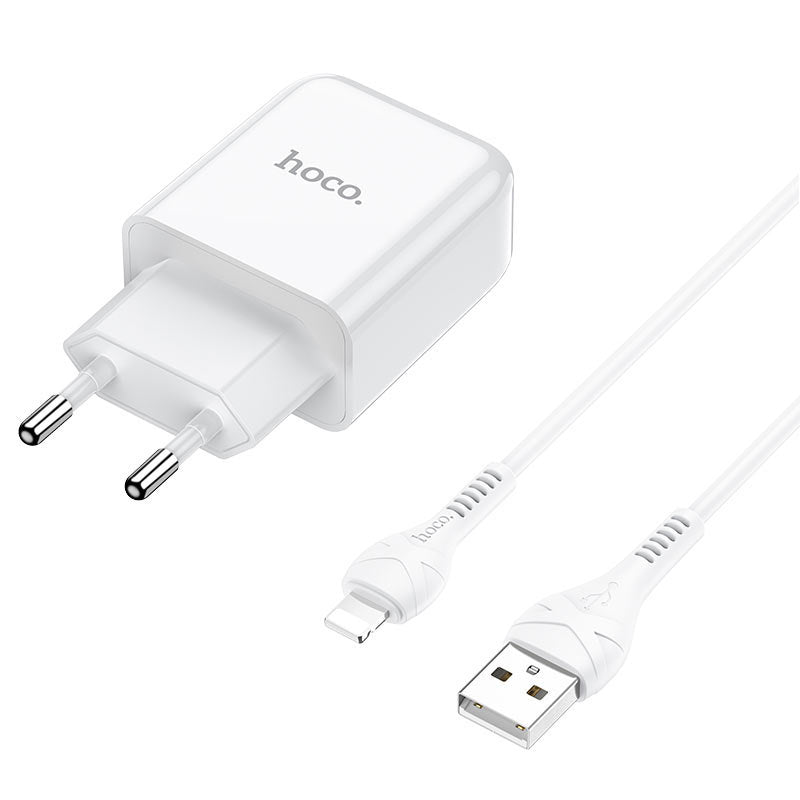 Netværksoplader med Lightning Kabel HOCO N2, 10W, 2A, 1 x USB-A, Hvid