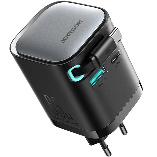Joyroom JR-TCL02 USB-C kabel netværksoplader JR-TCL02, 65W, 3A, 1 x USB-A - 1 x USB-C, Sort