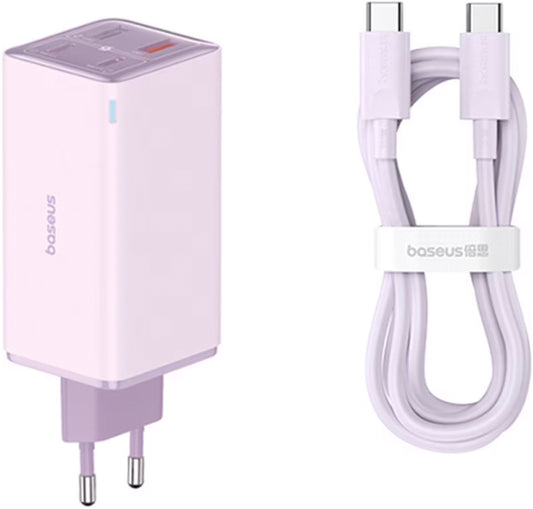 Netværksoplader med USB-C kabel Baseus GaN6 Pro, 100W, 3.25A, 2 x USB-A - 2 x USB-C, Lilla P10162705532-00