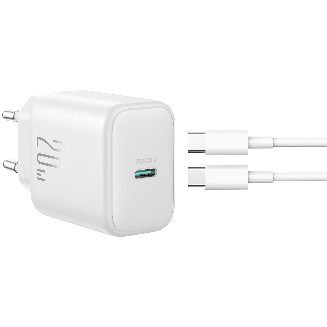 Netværksoplader med USB-C Kabel Joyroom JR-TCF20, 20W, 3A, 1 x USB-C, Hvid