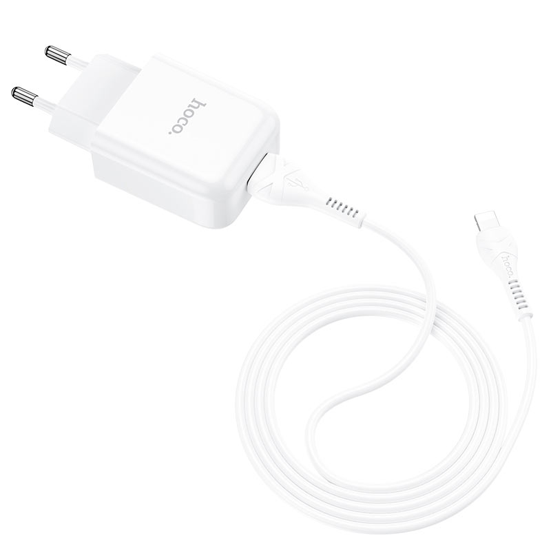 Netværksoplader med Lightning Kabel HOCO N2, 10W, 2A, 1 x USB-A, Hvid