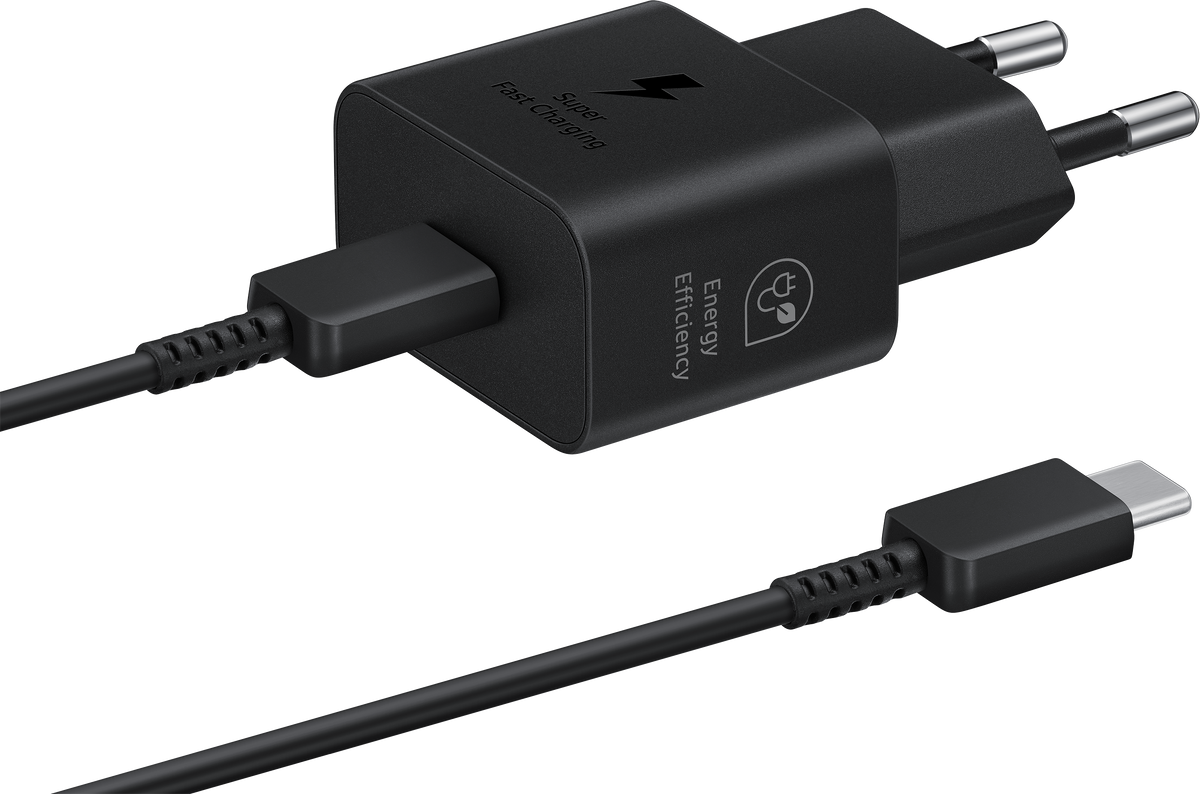 Samsung USB-C-kabel netværksoplader Samsung, 25W, 3A, 1 x USB-C, sort EP-T2510XBEGEU