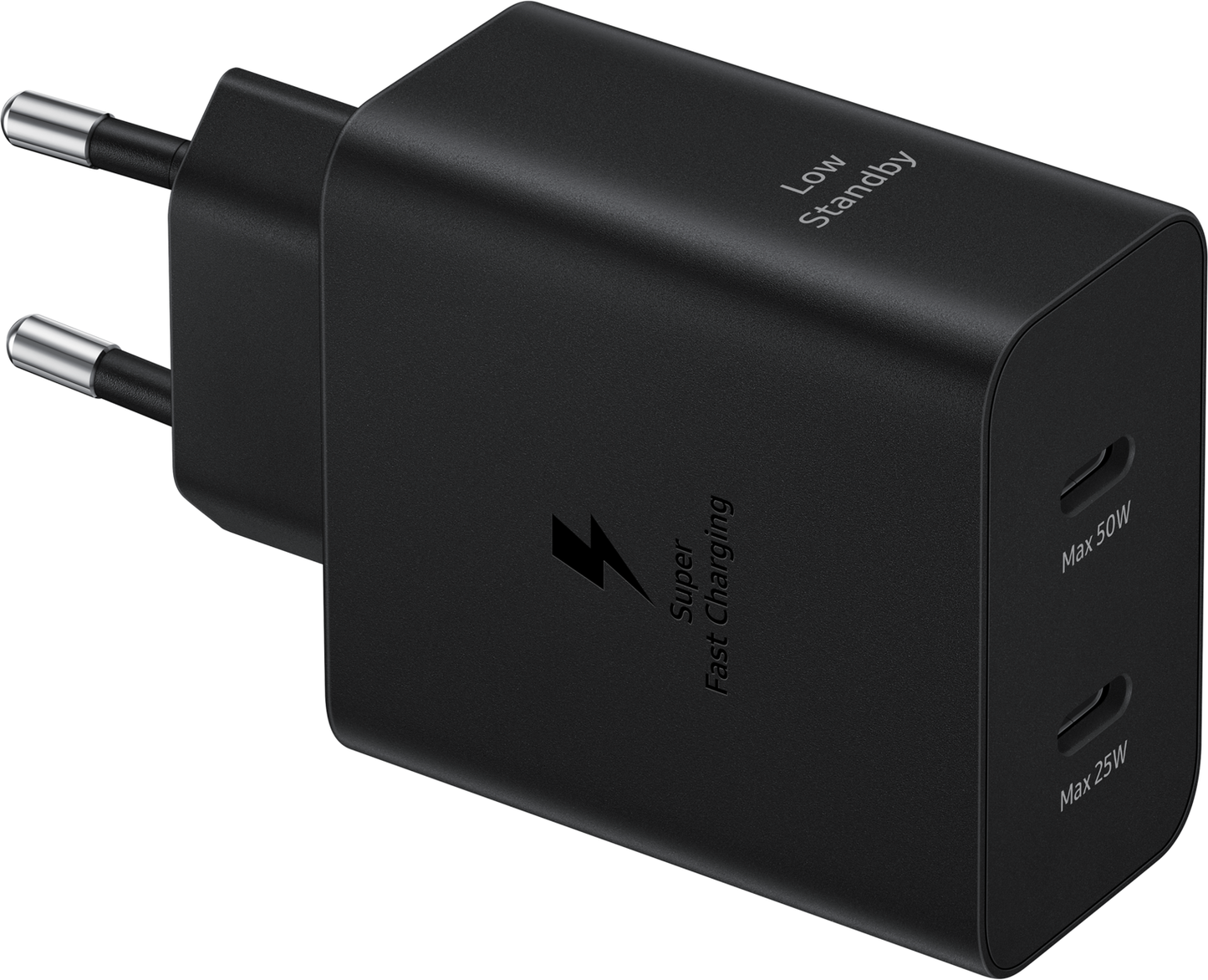 Samsung netværksoplader med USB-C-kabel, 50W, 3A, 2 x USB-C, sort EP-T5020XBEGEU
