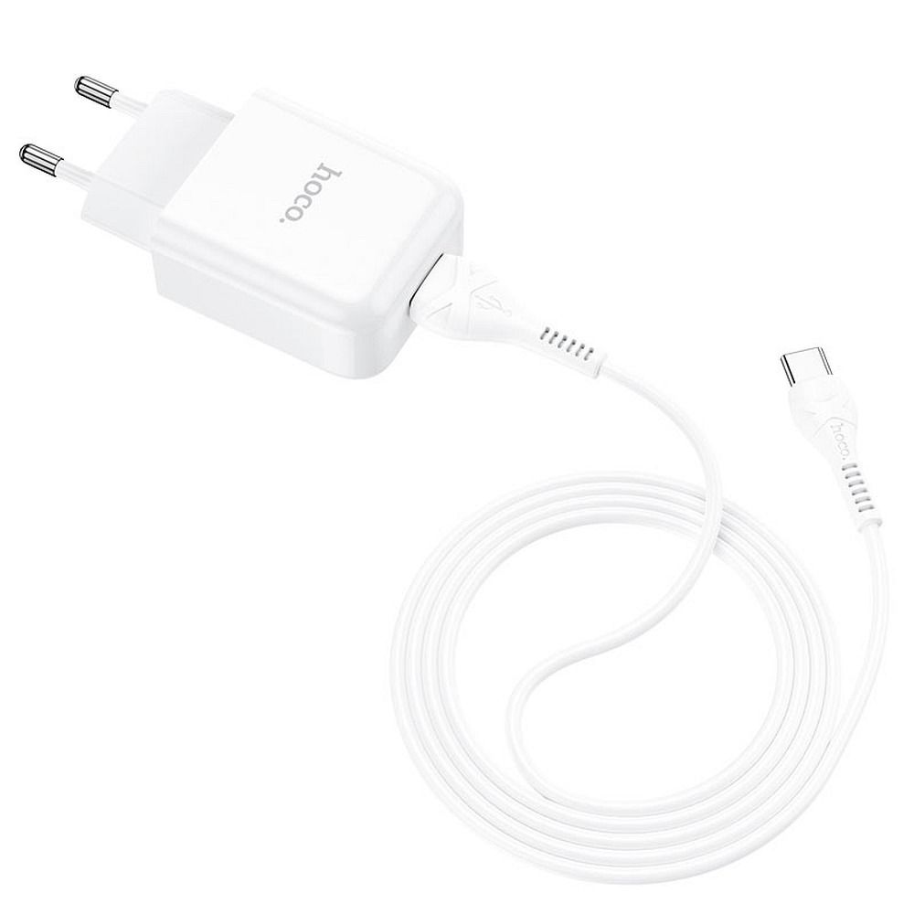 Netværksoplader med USB-C Kabel HOCO N2, 10W, 2A, 1 x USB-A, Hvid