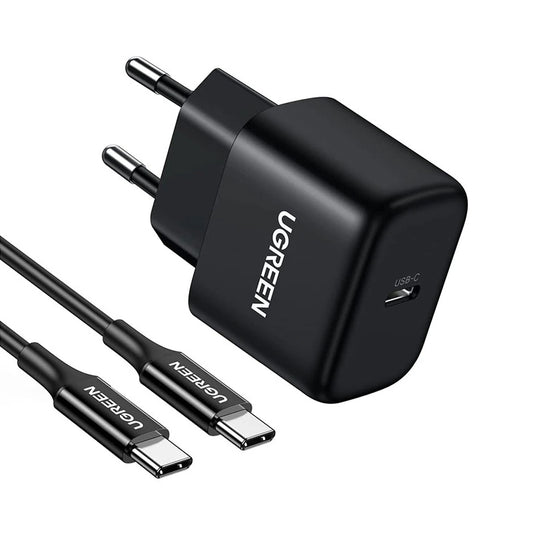 UGREEN CD250, 25W, 3A, 1 x USB-C, 1 x USB-C, Sort