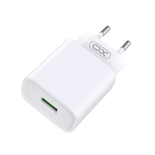 Netværksoplader med USB-C kabel XO Design CE02D, 18W, 3A, 1 x USB-A, Hvid