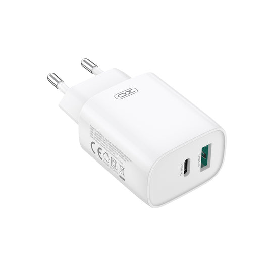 Netværksoplader med USB-C kabel XO Design CE29, 20W, 3A, 1 x USB-A - 1 x USB-C, Hvid