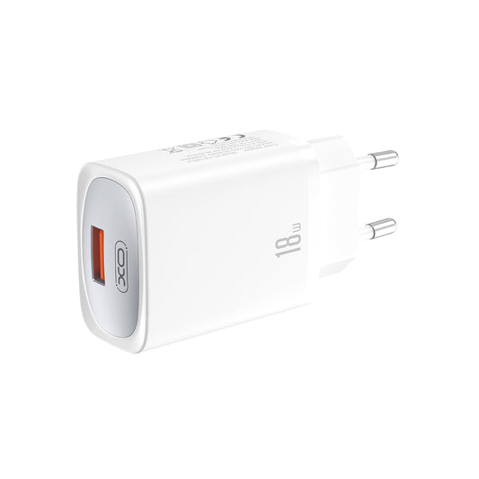 Netværksoplader med USB-C kabel XO Design CE19, 18W, 3A, 1 x USB-A, Hvid