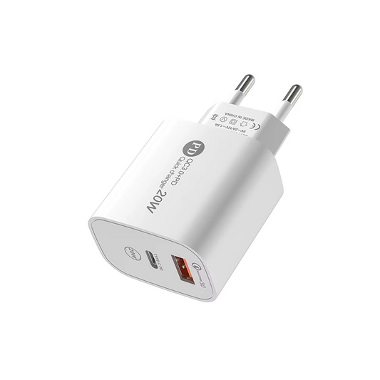 Netværksoplader med USB-C kabel A6MaxL, 20W, 3A, 1 x USB-A - 1 x USB-C, Hvid