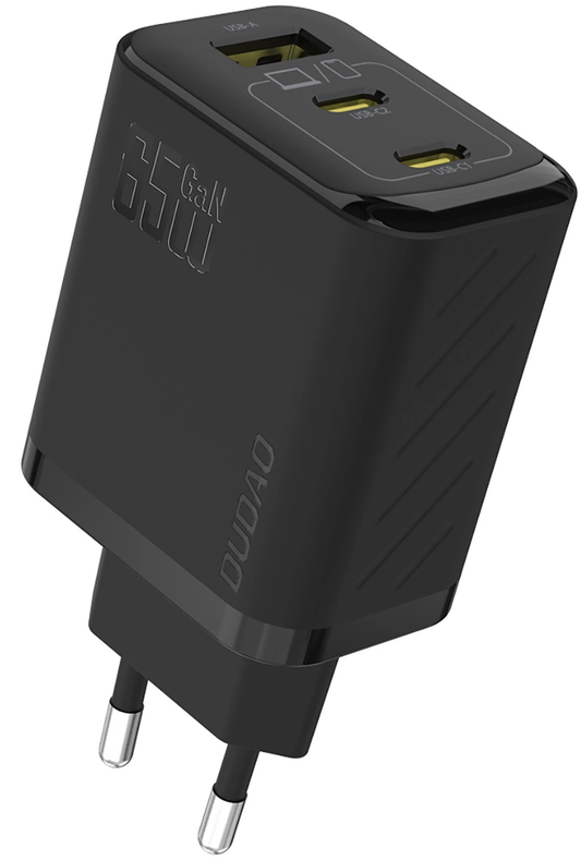 Netoplader med USB-C-kabel Dudao A29C, 65W, 3,25A, 1 x USB-A - 2 x USB-C, Sort
