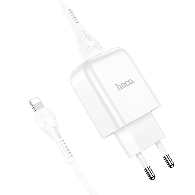 Netværksoplader med Lightning Kabel HOCO N2, 10W, 2A, 1 x USB-A, Hvid