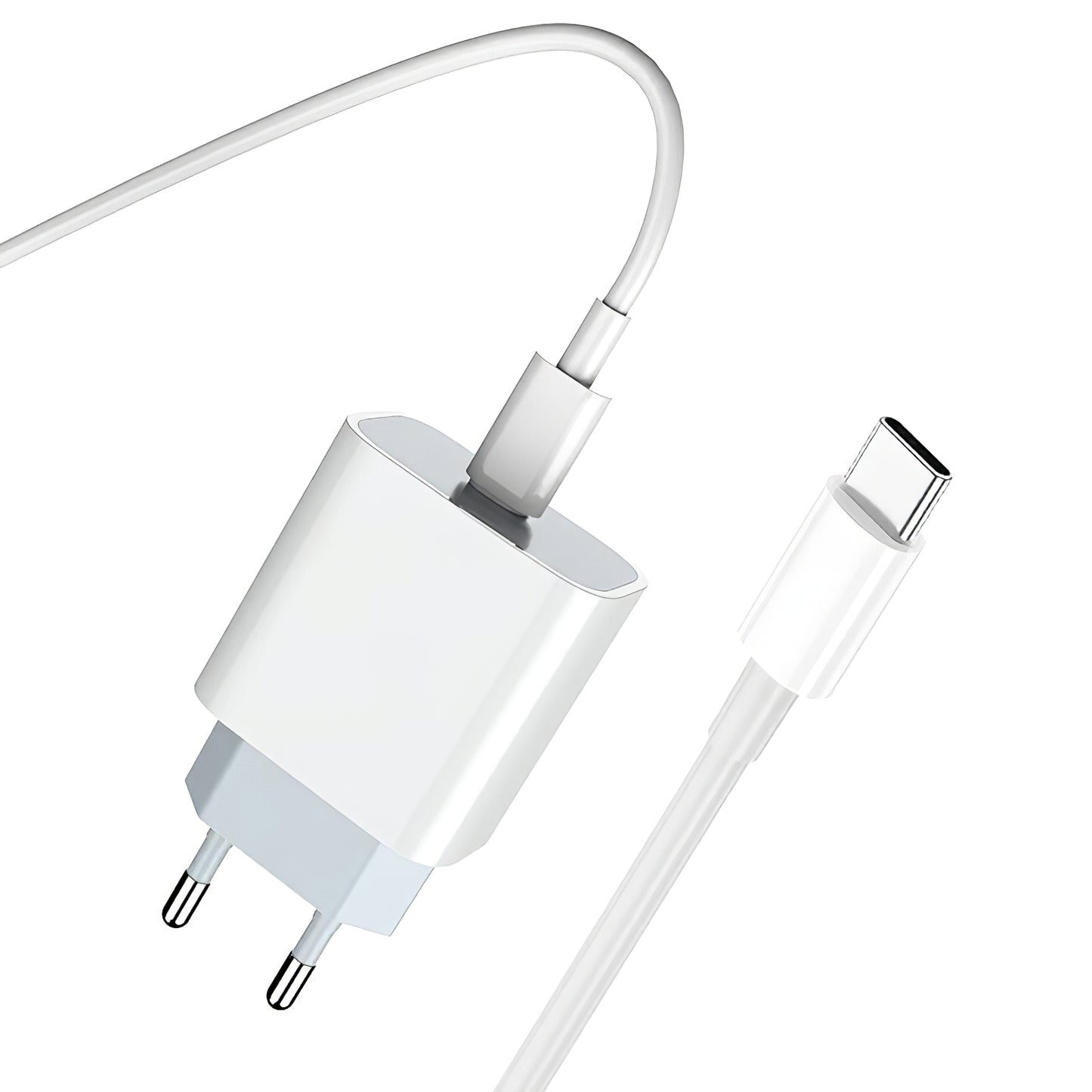 Netadapter med USB-C-kabel Prestico F8S, 20W, 3A, 1 x USB-C, Hvid