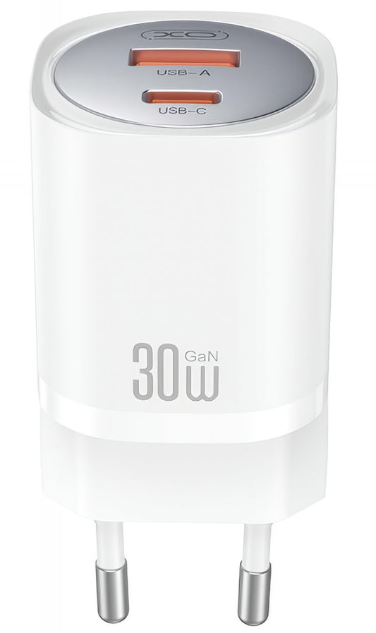 Netværksoplader med Lightning-kabel XO Design CE21, 30W, 3A, 1 x USB-A - 1 x USB-C, Hvid