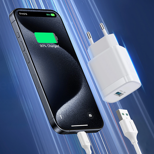 Netoplader med USB-C-kabel Joyroom JR-TF4, 18W, 3A, 1 x USB-A, Hvid