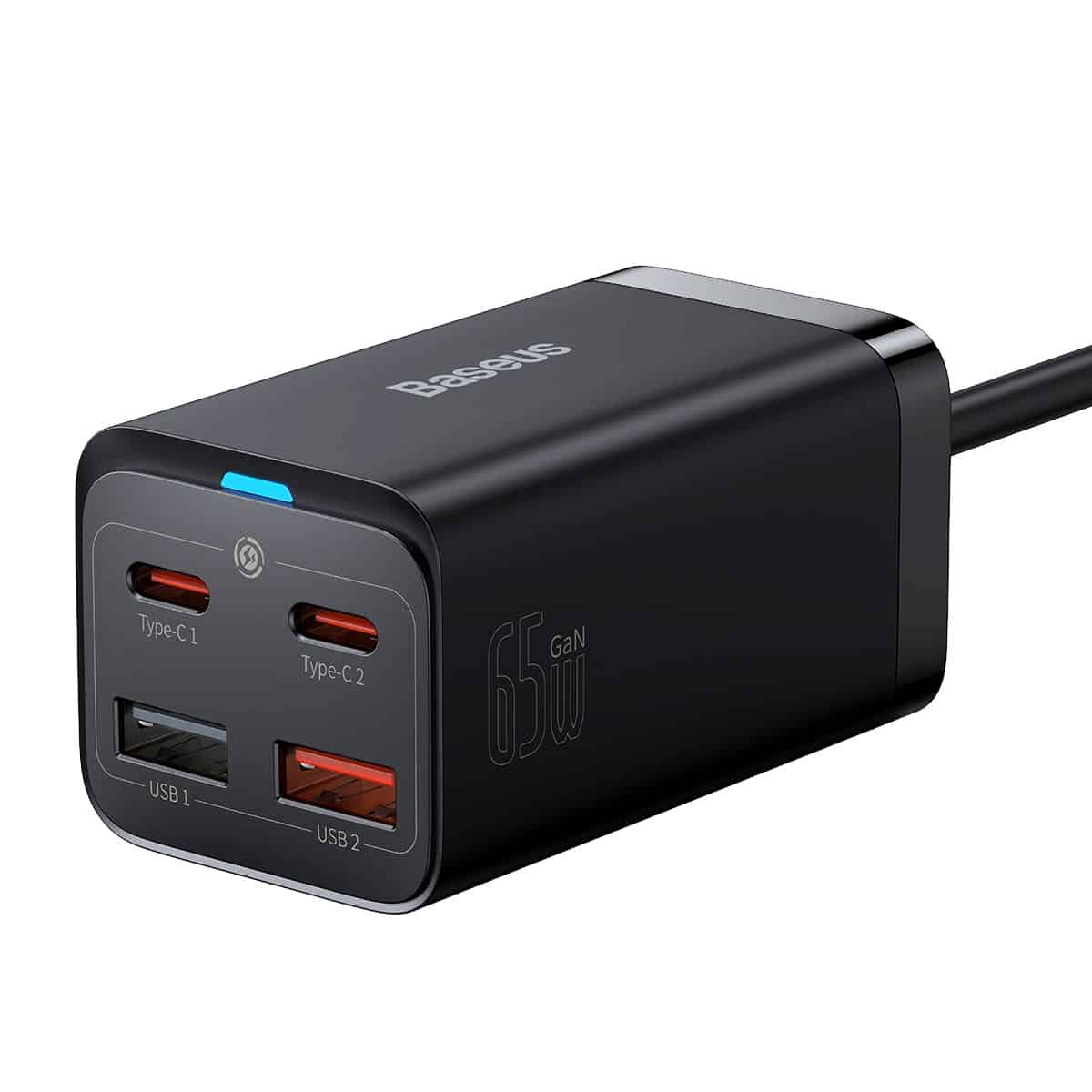 Baseus GaN3 Pro opladerstation, 65W, 3A, 2 x USB-A - 2 x USB-C, Sort CCGP040101