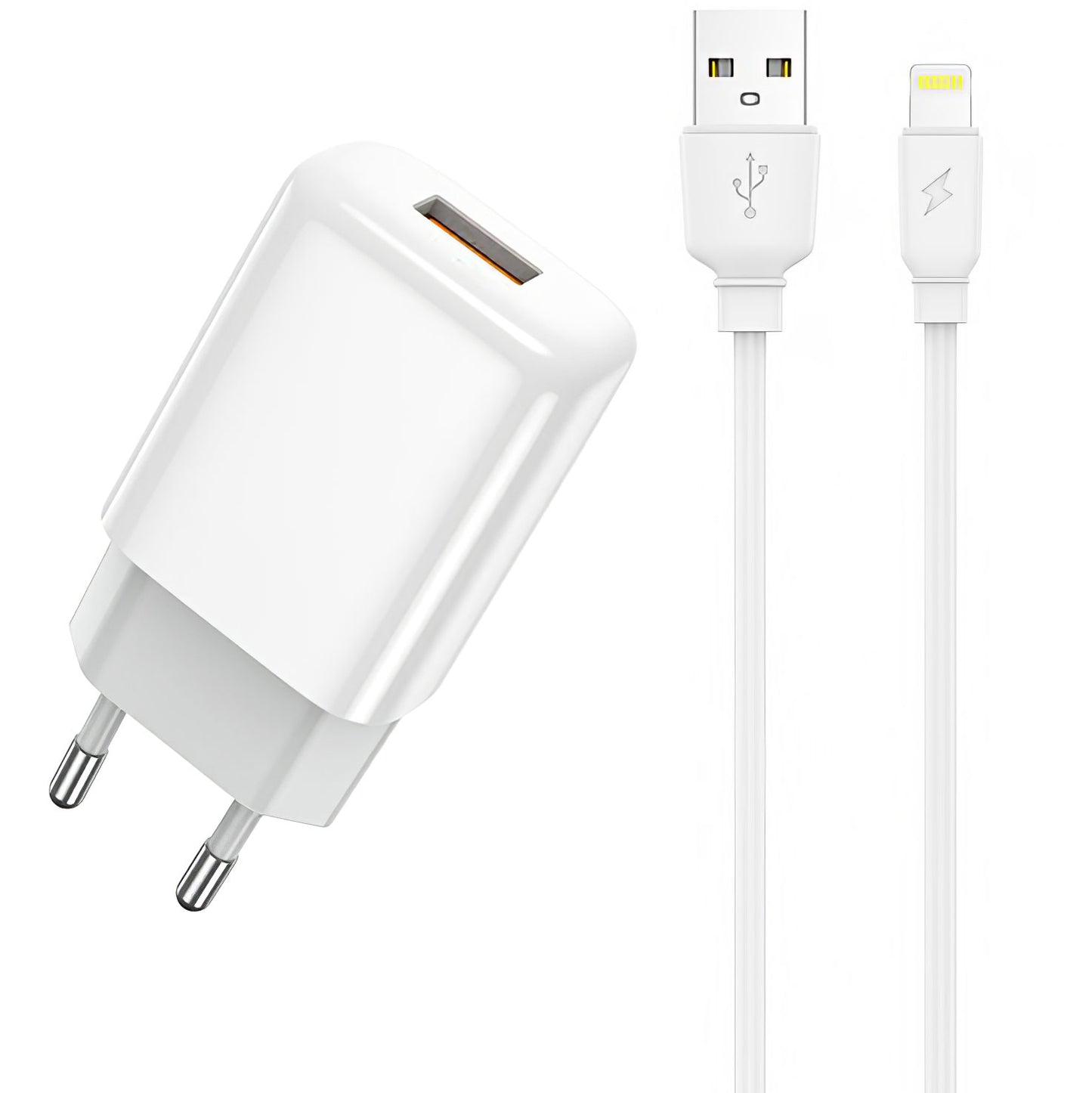 Prestico F7S Network Charger with Lightning Cable, 12W, 2.4A, 1 x USB-A, White