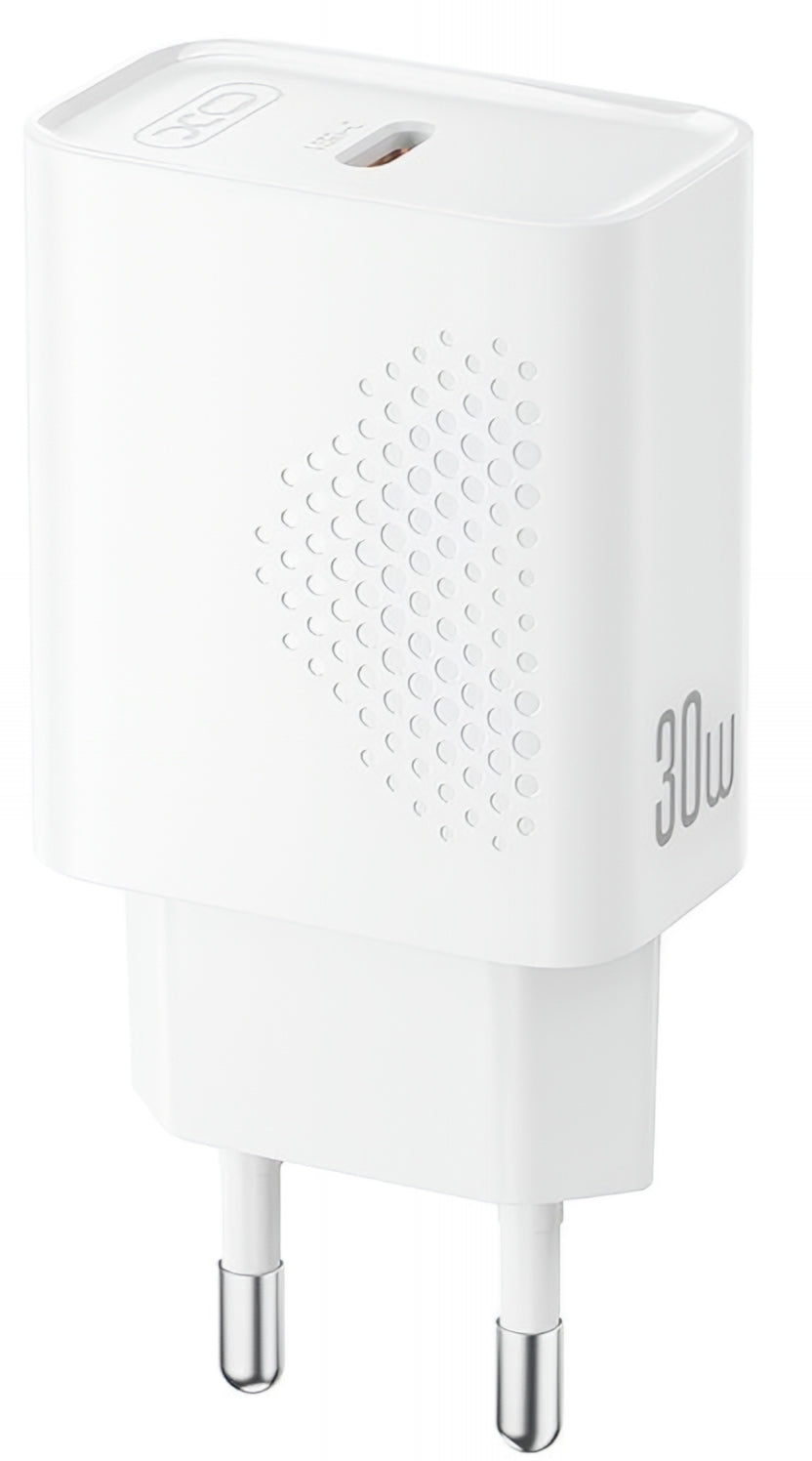 Netværksoplader med USB-C kabel XO Design L162, 30W, 3A, 1 x USB-C, Hvid