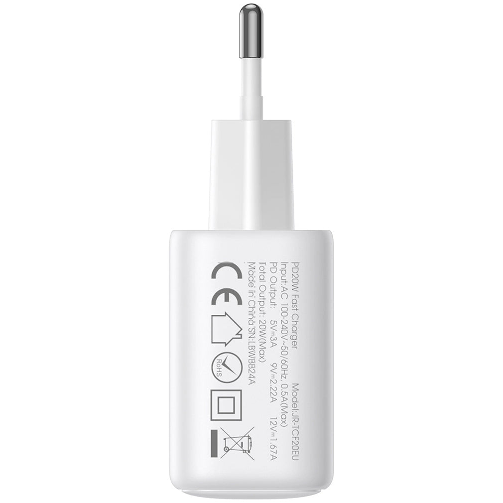 Netværksoplader med USB-C Kabel Joyroom JR-TCF20, 20W, 3A, 1 x USB-C, Hvid