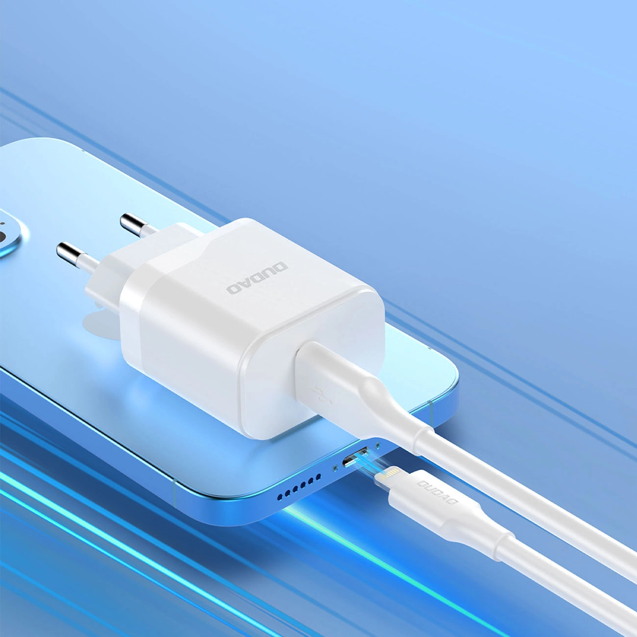 Netværksoplader med USB-C kabel Dudao A20EU, 18W, 3A, 1 x USB-A, Hvid