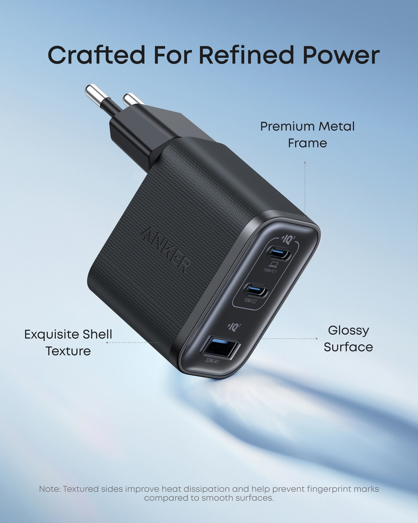 Netværksoplader med USB-C kabel Anker Nano, 70W, 3.5A, 1 x USB-A - 2 x USB-C, Grå B121A311