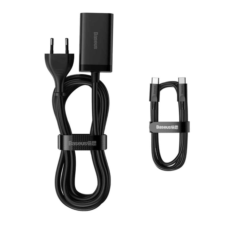 Baseus GaN3 Pro opladerstation, 65W, 3A, 2 x USB-A - 2 x USB-C, Sort CCGP040101