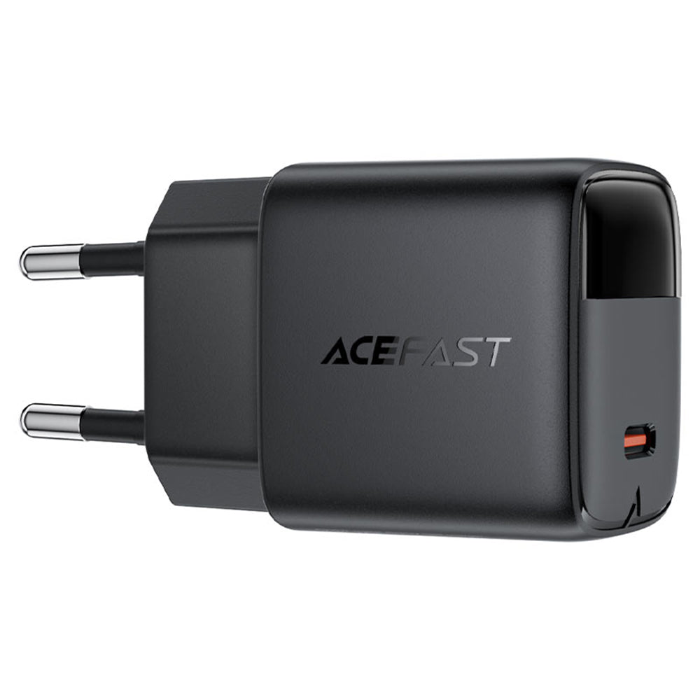 Netværksoplader med USB-C kabel Acefast A115 Display, 30W, 3A, 1 x USB-C, Sort
