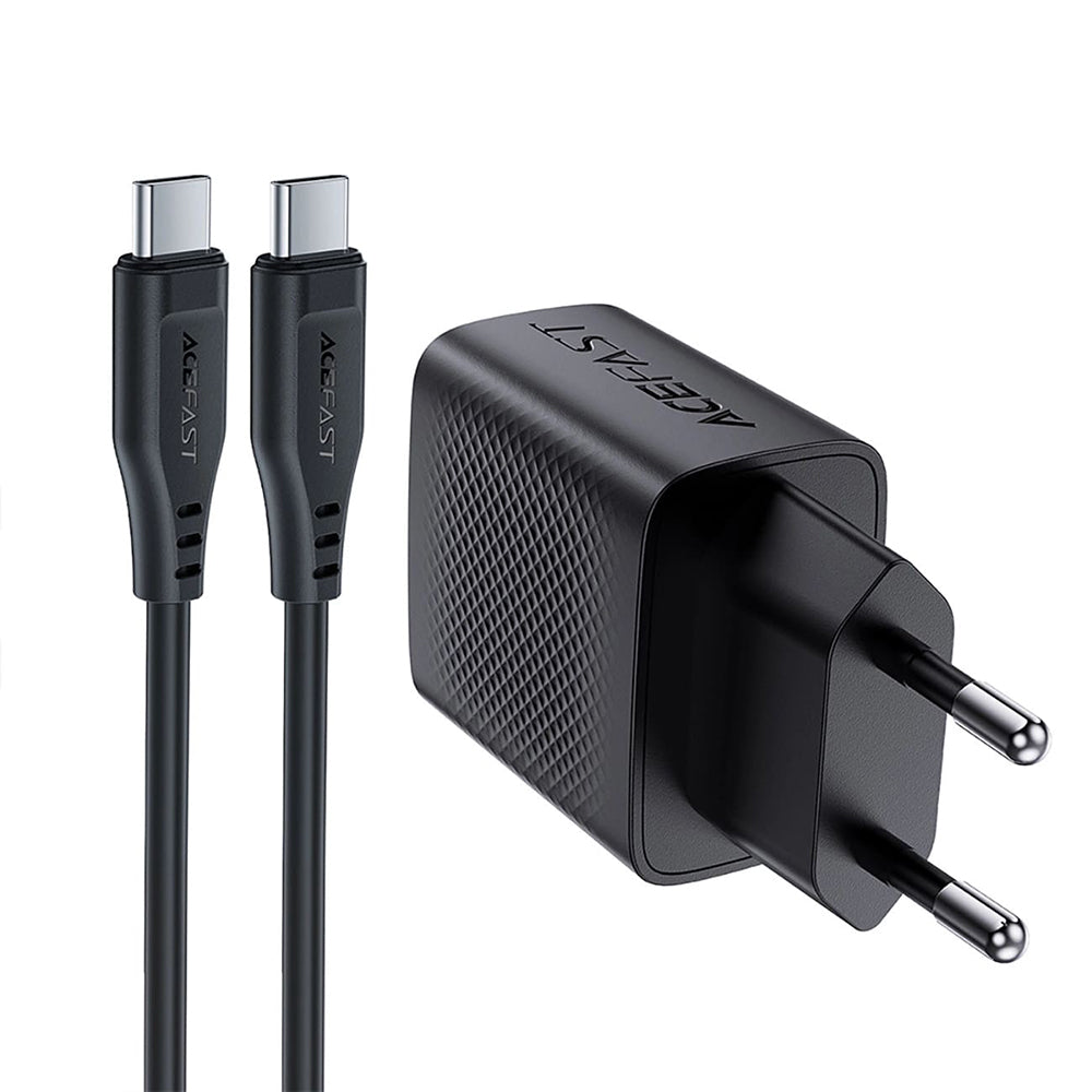 Netværksoplader med USB-C kabel Acefast A82, 20W, 3A, 1 x USB-C, Sort