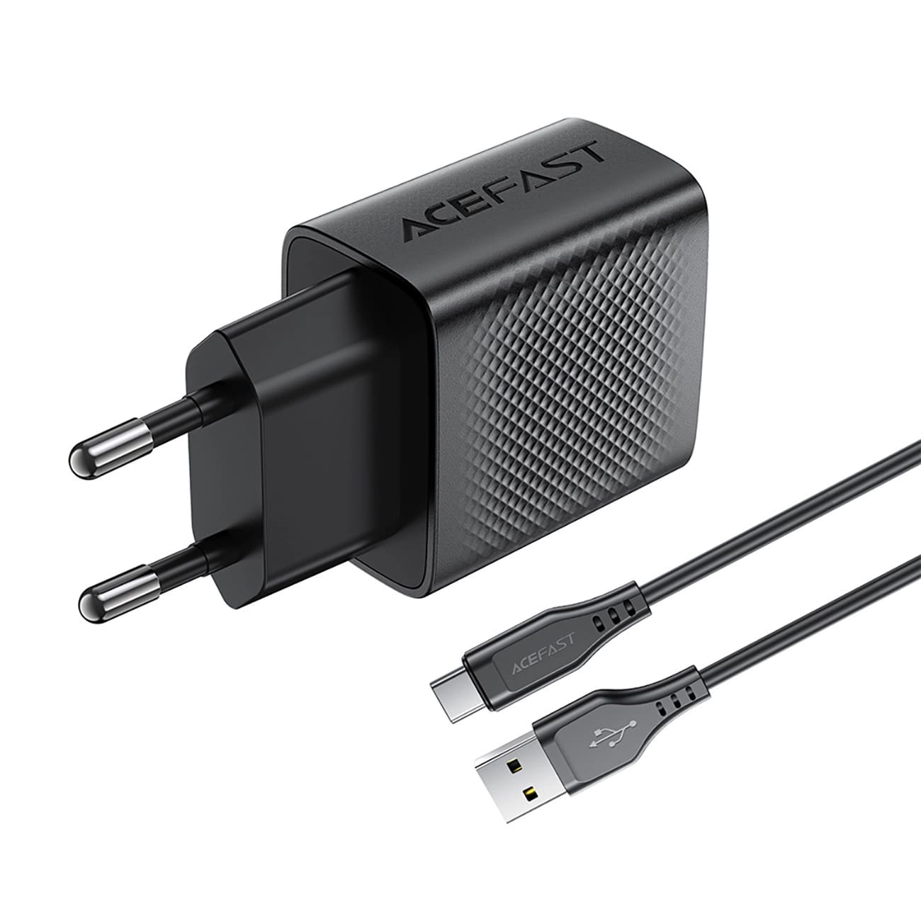 Netværksoplader med USB-C Kabel Acefast A90, 18W, 3A, 1 x USB-A, Sort