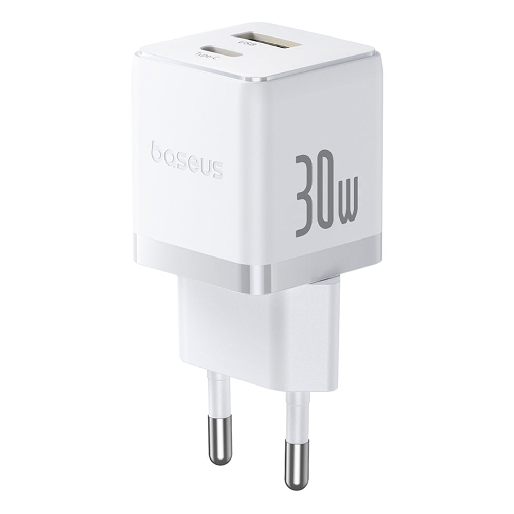 Netværksoplader med USB-C kabel Baseus Palm, 30W, 3A, 1 x USB-A - 1 x USB-C, Hvid P1011160A213-01