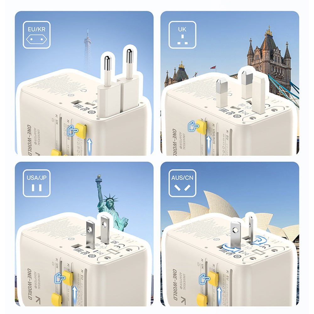 Netoplader med USB-C-kabel Baseus Travel EnerCore CG11, 70W, 2 x Stik - 1 x USB-C - 2 x USB-A, Hvid E0307E01