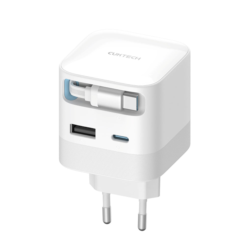 Netoplader med USB-C-kabel Cuktech, 67W, 3,25A, 1 x USB-A - 1 x USB-C, Hvid CUKA653WEUWT