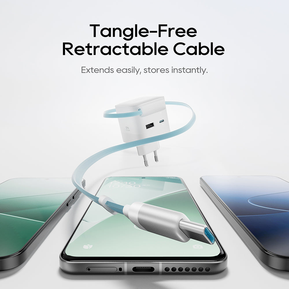 Netoplader med USB-C-kabel Cuktech, 67W, 3,25A, 1 x USB-A - 1 x USB-C, Hvid CUKA653WEUWT
