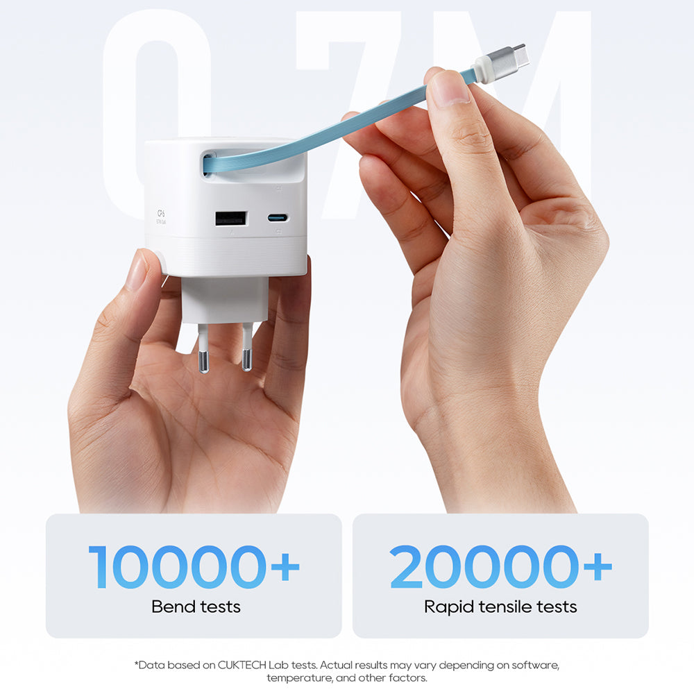 Netoplader med USB-C-kabel Cuktech, 67W, 3,25A, 1 x USB-A - 1 x USB-C, Hvid CUKA653WEUWT