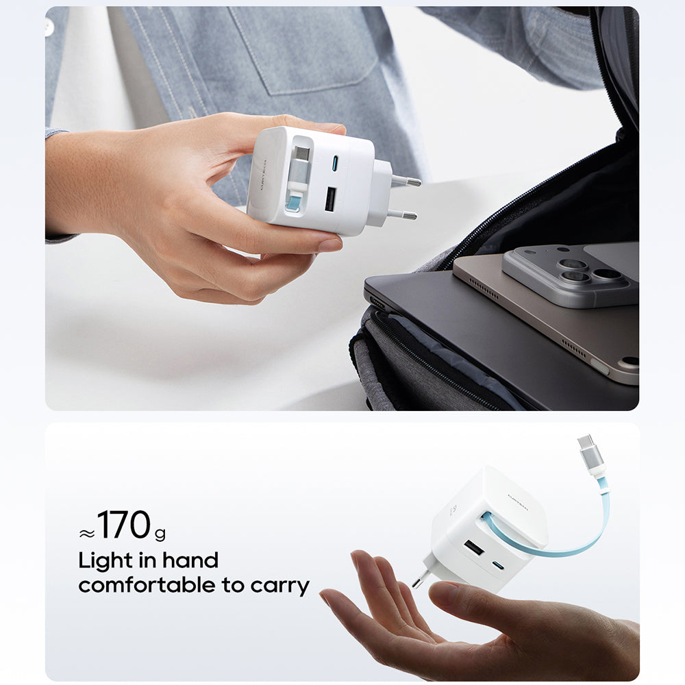 Netoplader med USB-C-kabel Cuktech, 67W, 3,25A, 1 x USB-A - 1 x USB-C, Hvid CUKA653WEUWT