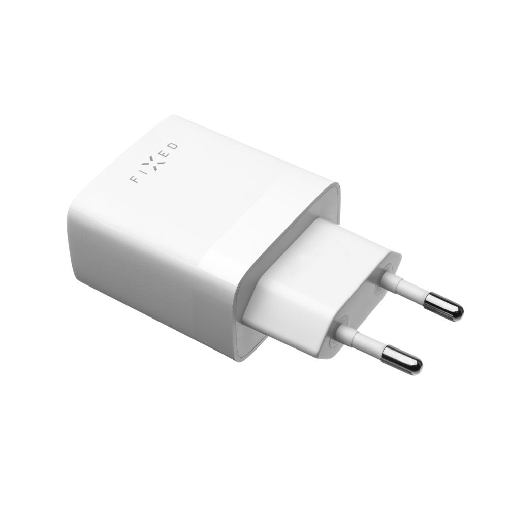 Netværksoplader med USB-C kabel Fixed, 17W, 3A, 2 x USB-A, Hvid