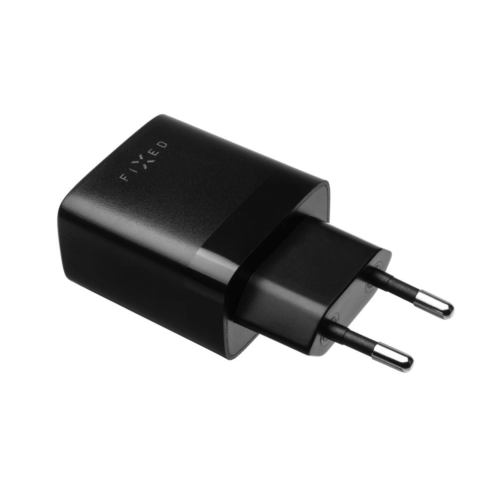 Netværksoplader med USB-C kabel Fixed, 17W, 3A, 2 x USB-A, Sort