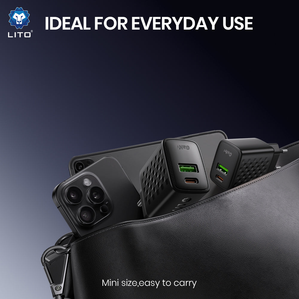 Netværksoplader med USB-C Kabel Lito LC19T, 30W, 3A, 1 x USB-A - 1 x USB-C, Sort