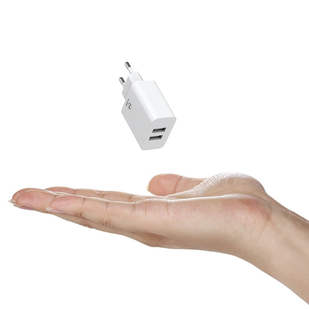 Netværksoplader med USB-C Kabel McDodo CH-6721 Tilbud, 12W, 2.4A, 2 x USB-A, Hvid