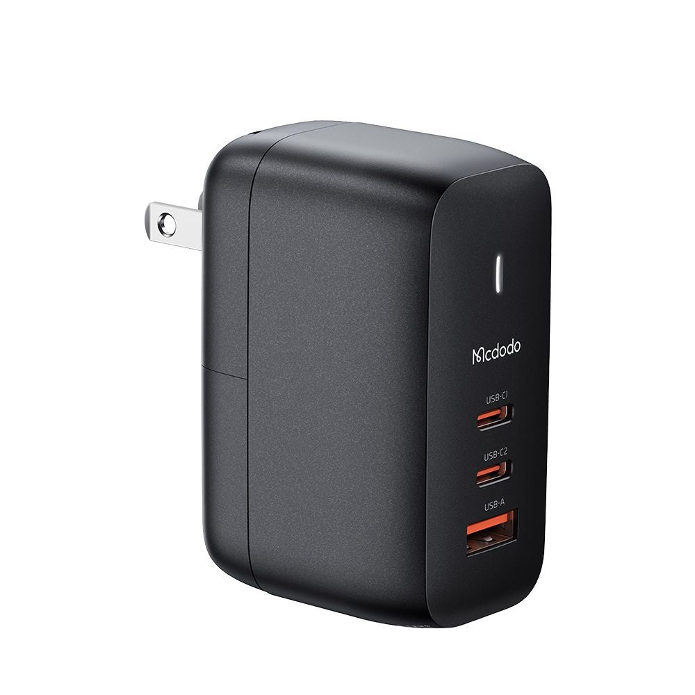 Netværksoplader med USB-C Kabel McDodo CH-8442 Mecha Travel, 65W, 5A, 1 x USB-A - 2 x USB-C, Sort