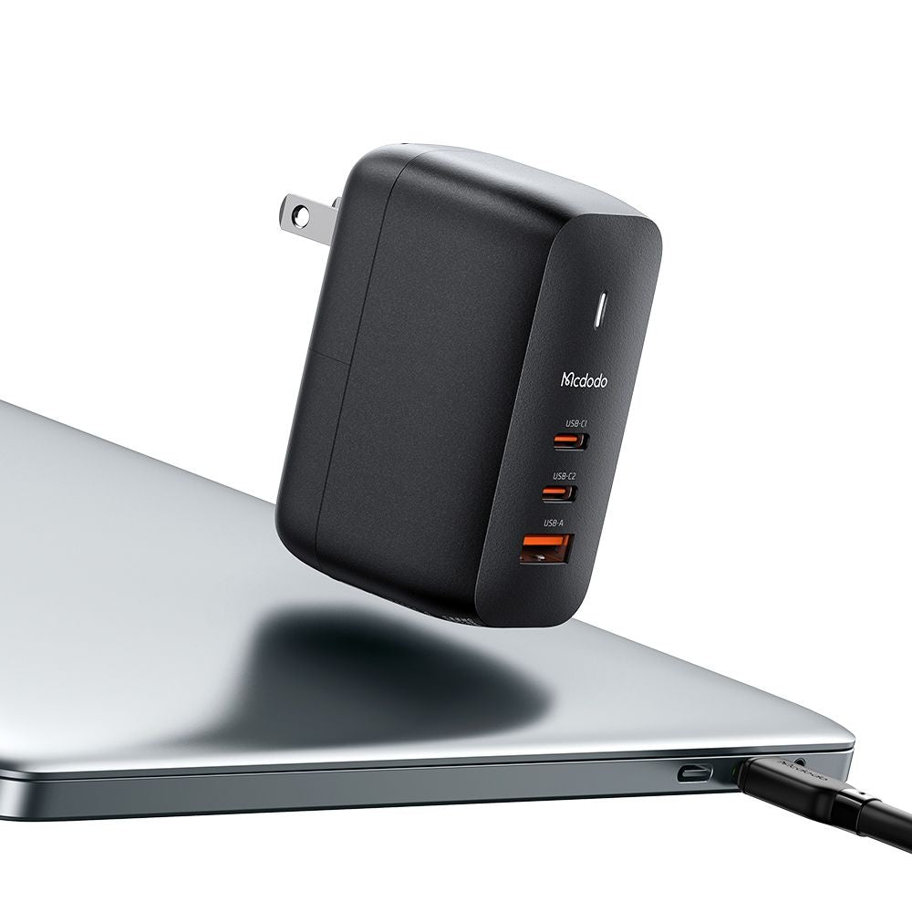 Netværksoplader med USB-C Kabel McDodo CH-8442 Mecha Travel, 65W, 5A, 1 x USB-A - 2 x USB-C, Sort