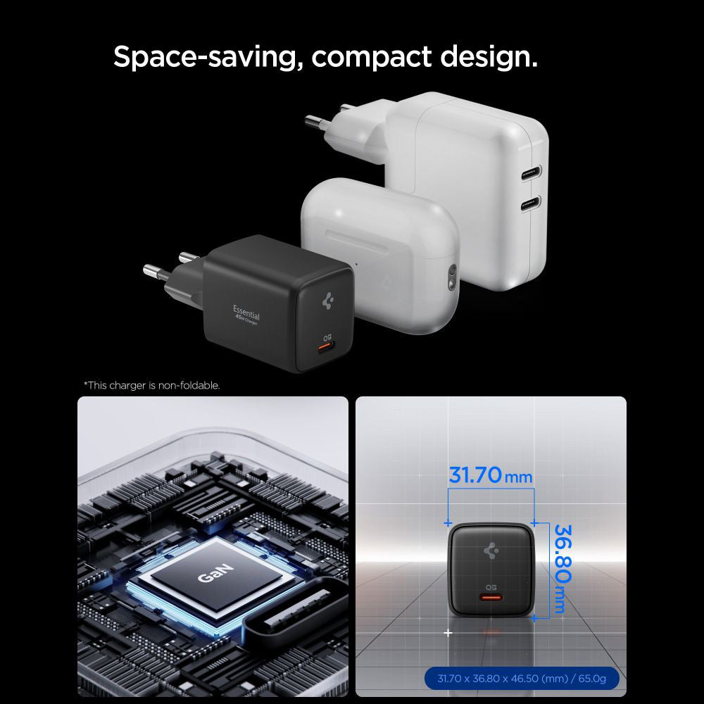 Netværksoplader med USB-C kabel Spigen EE451EU Essential, 45W, 3A, 1 x USB-C, Sort ACH09474