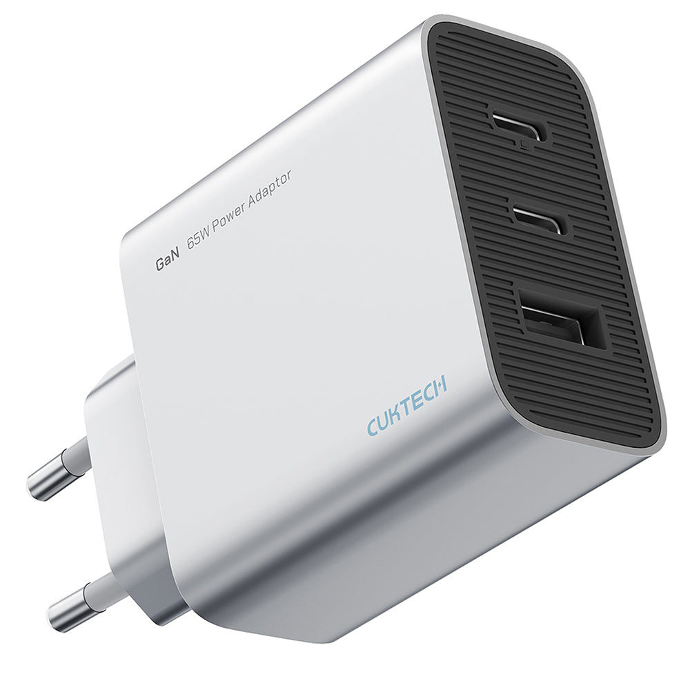 Cuktech Netoplader, 65W, 3,25A, 1 x USB-A - 2 x USB-C, Hvid CUK0A15CEUSL