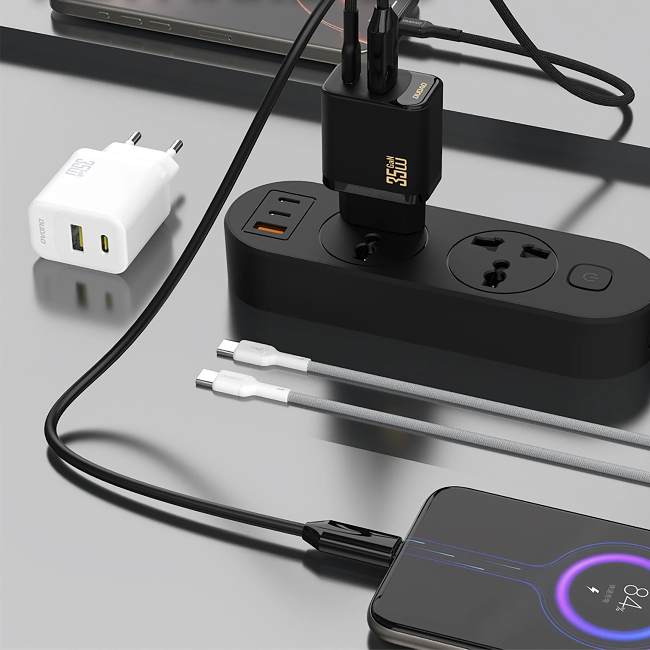 Dudao A27 Max netværksoplader, 35W, 1 x USB-A - 1 x USB-C, Hvid