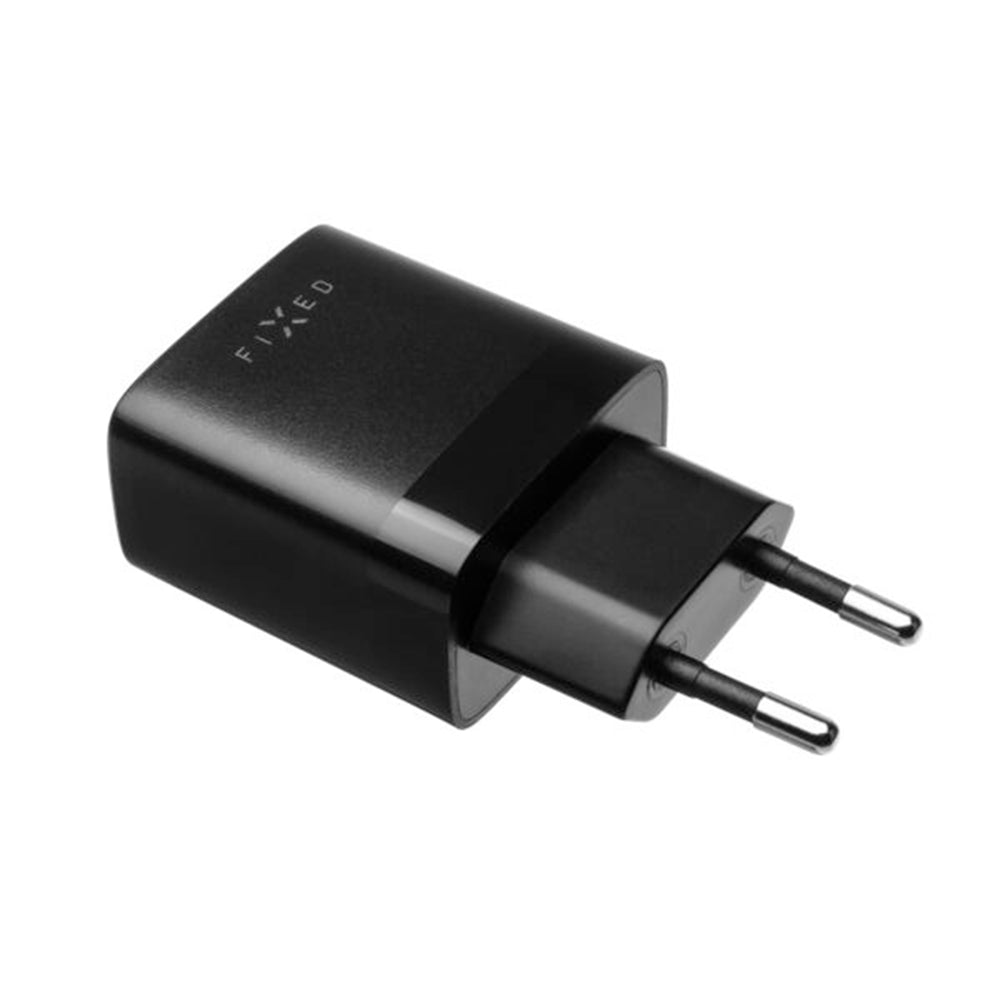 Fixed Netværksoplader, 17W, 3A, 2 x USB-A, Sort