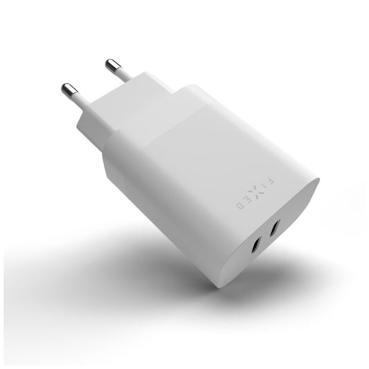 Netværksoplader Fixed, 35W, 3A, 2 x USB-C, Hvid
